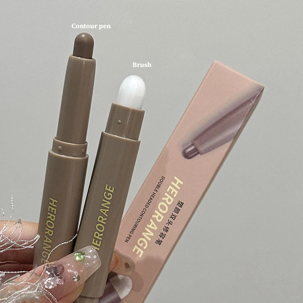 HERORANGE Double-ended Contour Pen for Contouring, Brightening with a Smudge Brush Qme