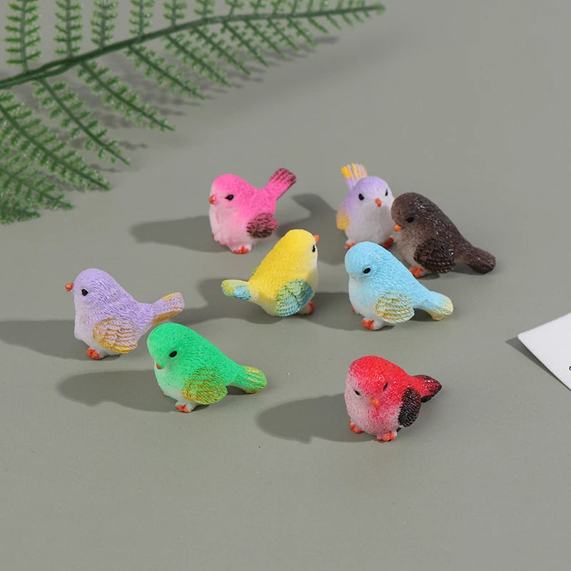 Cute Cartoon Colorful Fly Bird Sparrow Small Statue Figurine Ornament Qme