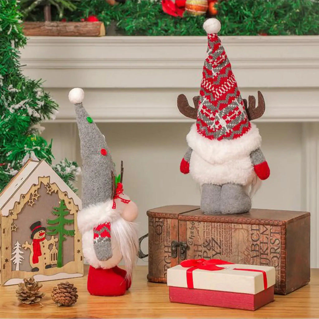 Christmas Gnomes Decorations Figurines Antlers Small Cute Holiday Qme
