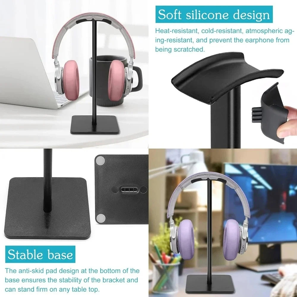 Headphones Stand Universal Aluminuim Alloy Headset Holder Supporting Flexible Headrest Desktop Gaming Earphones Hanger Bracket Qme