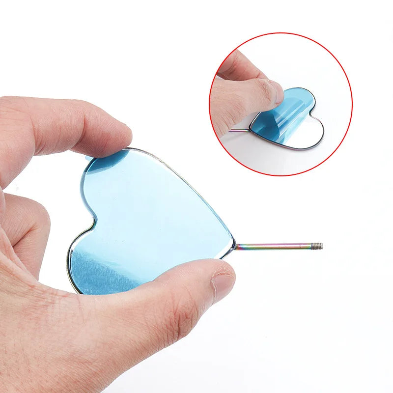 Eyelash Extensions Checking Mirror Heart Shape Stainless Steel Qme