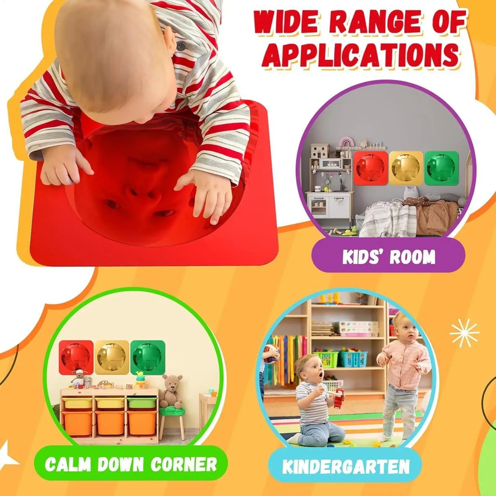 Kids Sensory Mirror 3-Piece Interactive Home Decor Toddler Acrylic Qme China Mainland