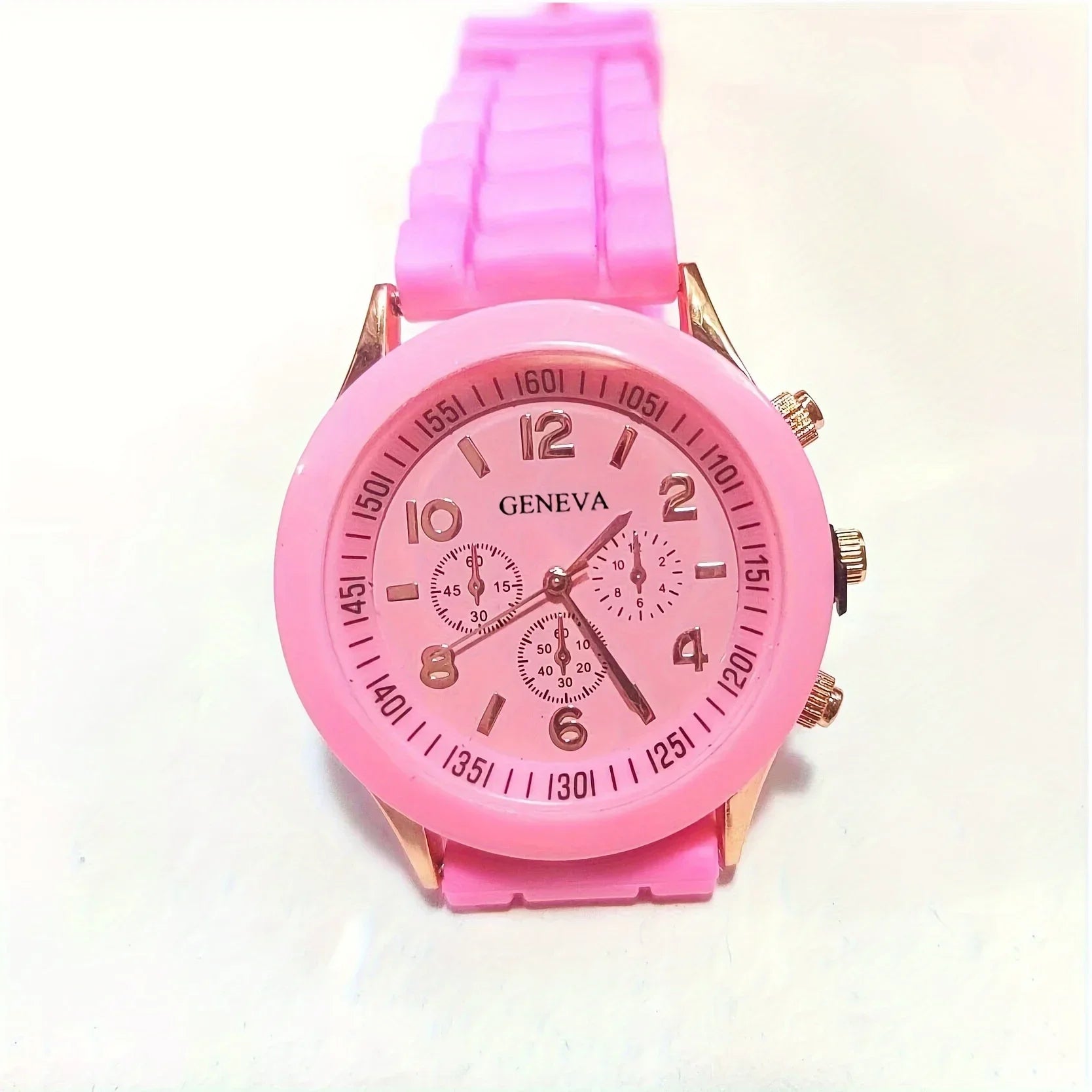 Stylish Round Pointer Quartz Watch, Triple Dial Silicone Watchband Sports Wristwatch For Women And Men, Ideal choice for Gifts Qme pink