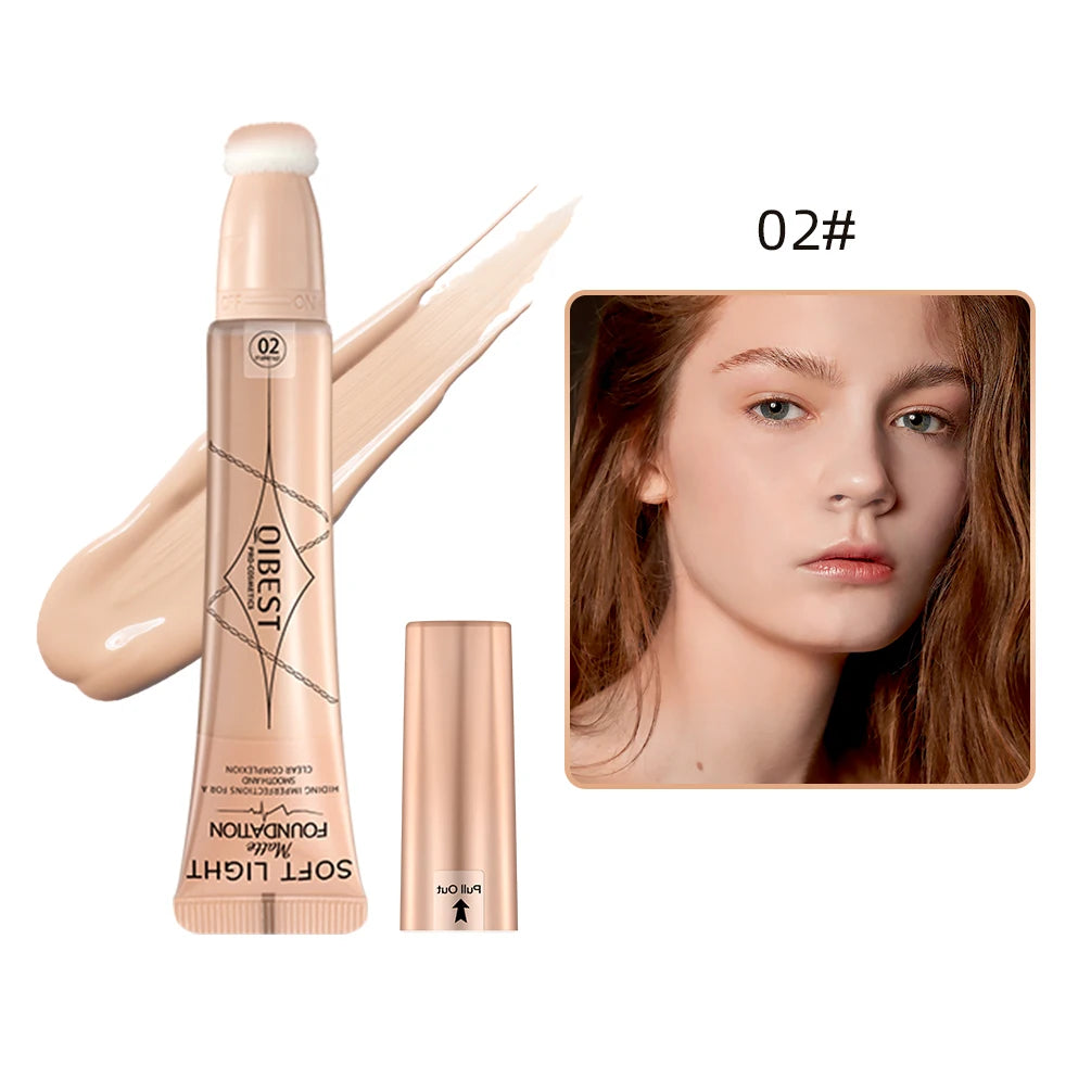 QIBEST Liquid Foundation Cream Waterproof Lasting Oil-control Cover Acne Base Cream Makeup Moisturize Matte Concealer 4 Colors Qme 02