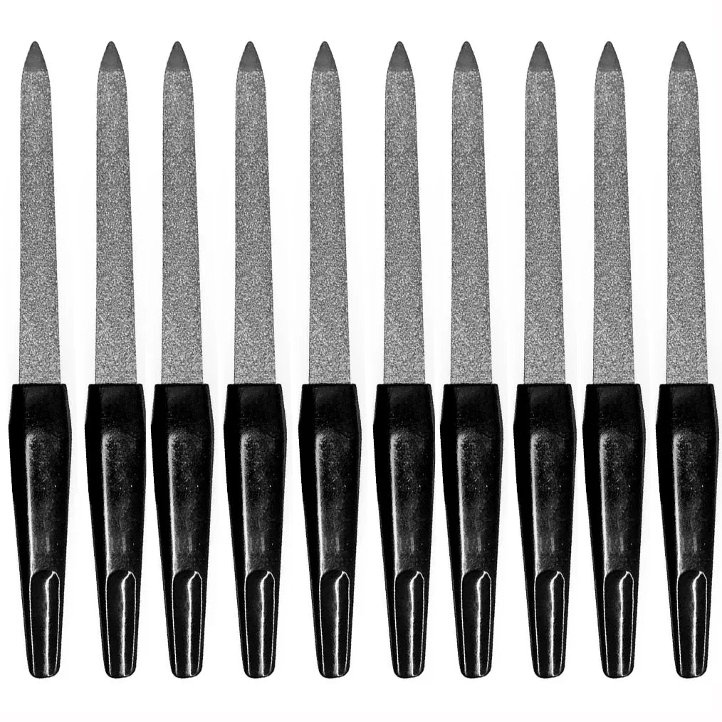 DIY Nail Art Professional File Metal Double Sided Manicure Pedicure Qme 10pcs Black