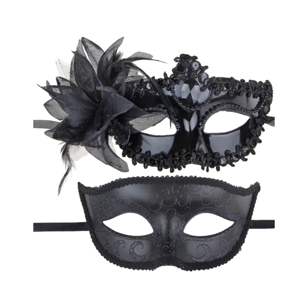 Black Series Masquerade Masks for Couples Lace Masks Party Venetian Christmas Mardi Gras Mask Set Cosplay Costume Accessory Qme B