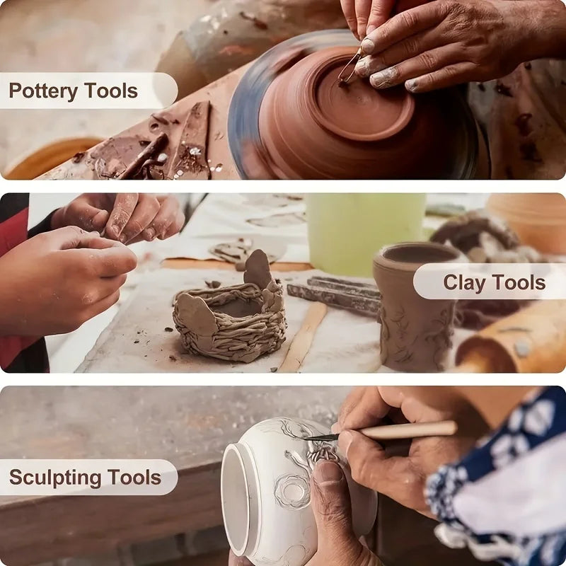 11pcs DIY Clay Tool Set - Cold Porcelain and Polymer Clay Molding Tools with Carving, Ceramic, and Pottery Molds Qme