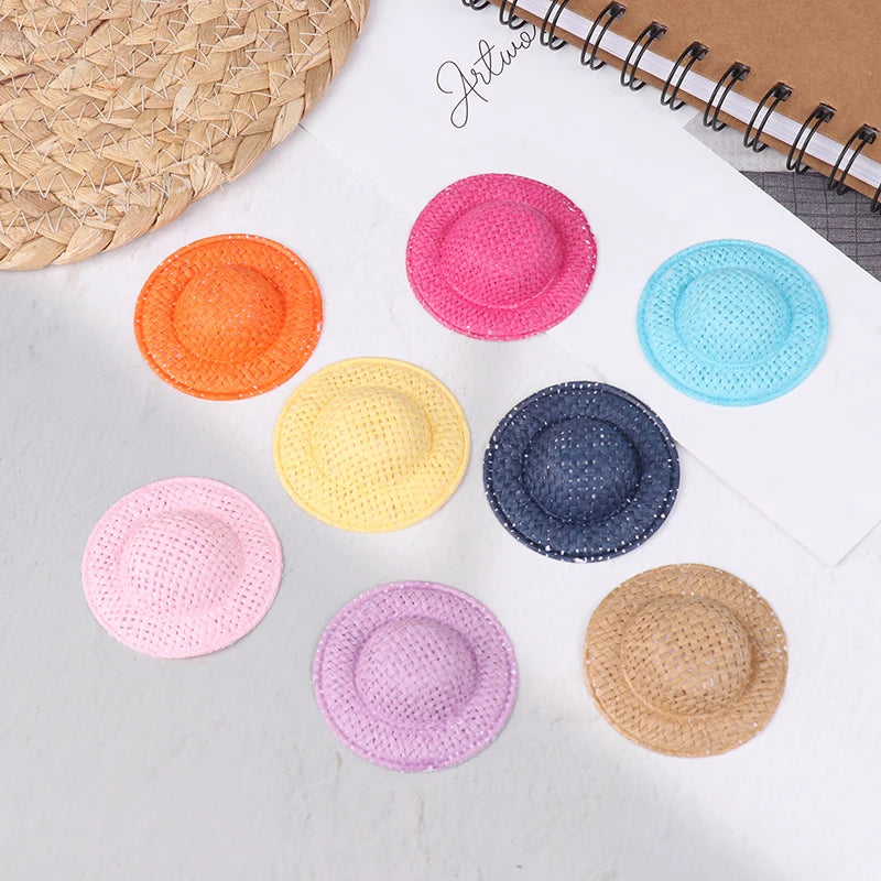Decorative Dollhouse Woven Straw Hats 5 Child Role-play Toys Qme