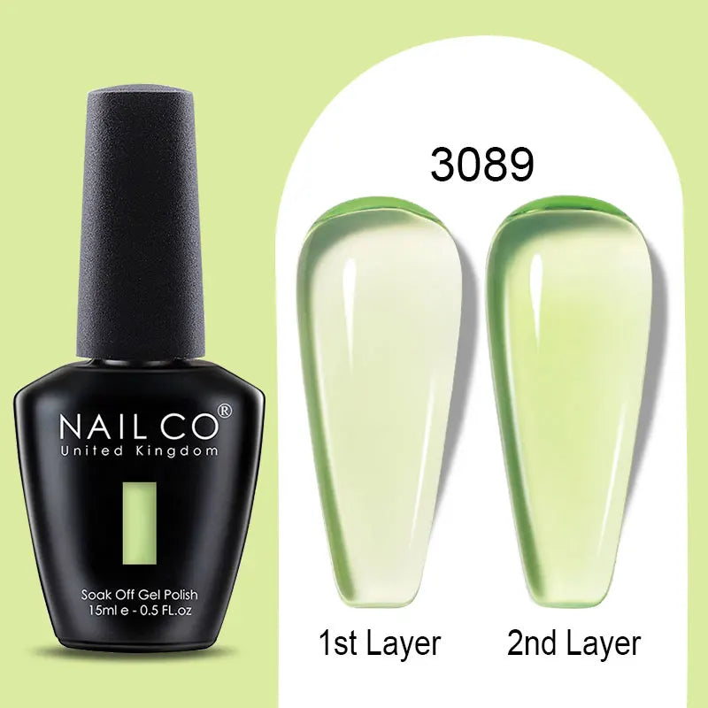 NAILCO Rubber Base Gel Polish Milky Pink Jelly White Beige 6Colors