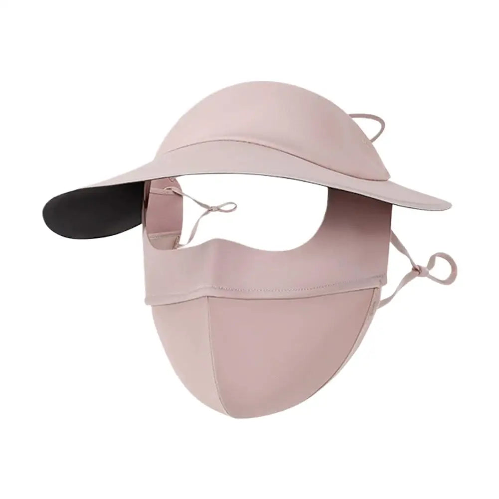 Full-face Integrated Sun Protection Face Cover Hat Mask Anti UV Full Qme Pink