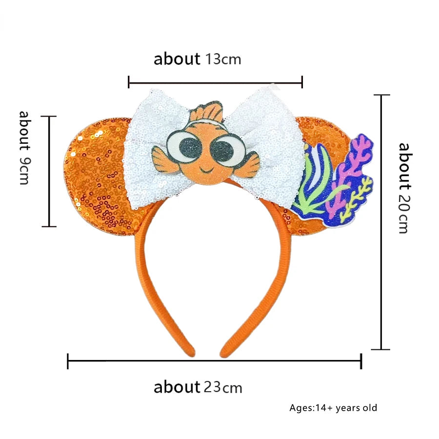 Newest Finding Nemo Inspired Mickey Ears Headband Party Cosplay Decoration Costume Party Gift For Girls/Adults Festival Headwear Qme