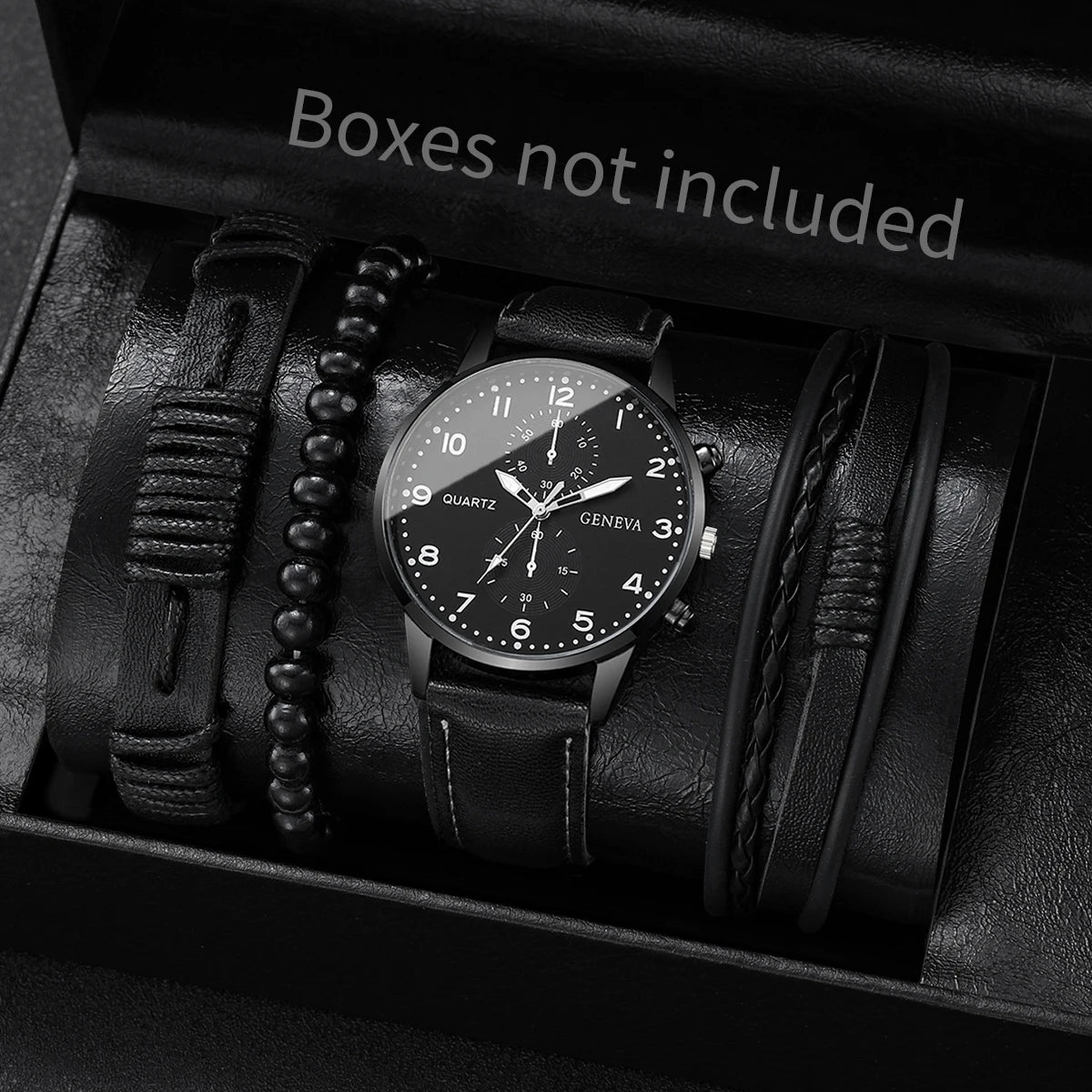 4/5 pçs moda masculina relógios homem negócios quartzo relógio de pulso vintage pulseiras de couro conjunto reloj hombre Qme 1