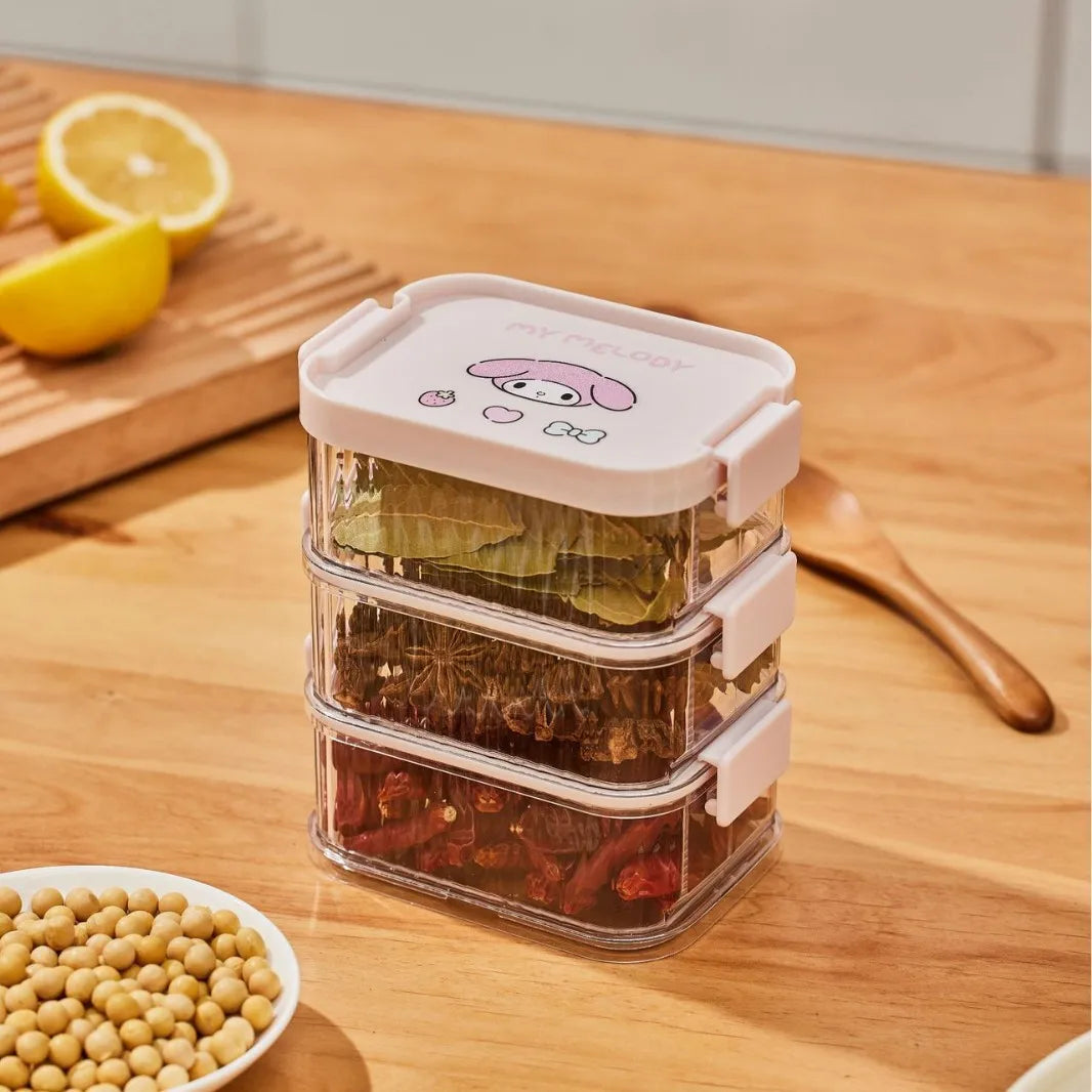 Hello Kitty Kuromi Spice Jars Storage Box Cute Seasoning Dispenser Seasoning Box Desktop Storage Box Qme 2