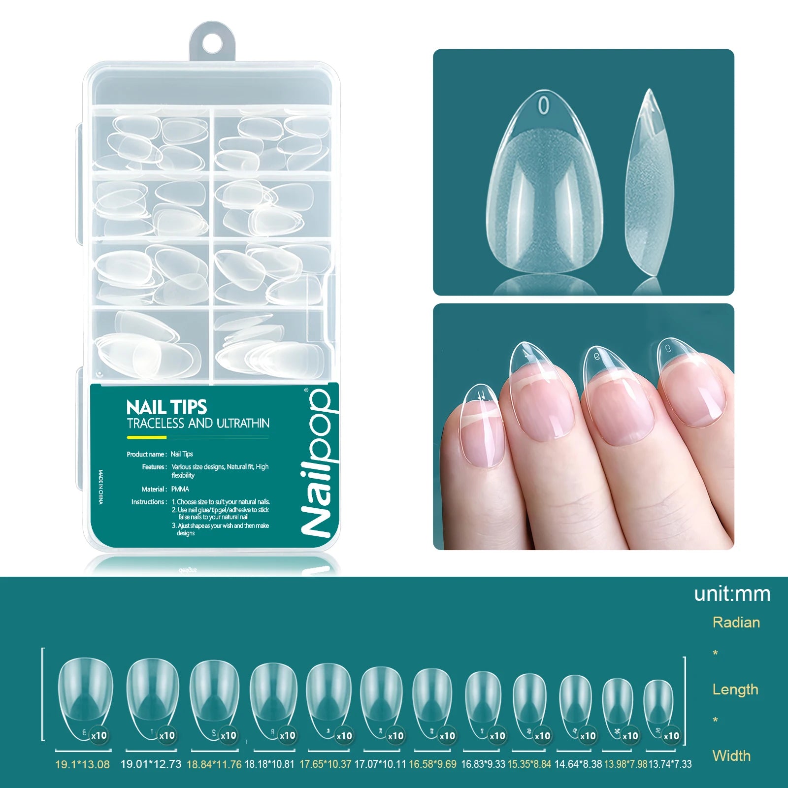 Nailpop Soft Gel Tips Nails Acrylic Material Half Almond Artificial Qme Almond 006-120pcs