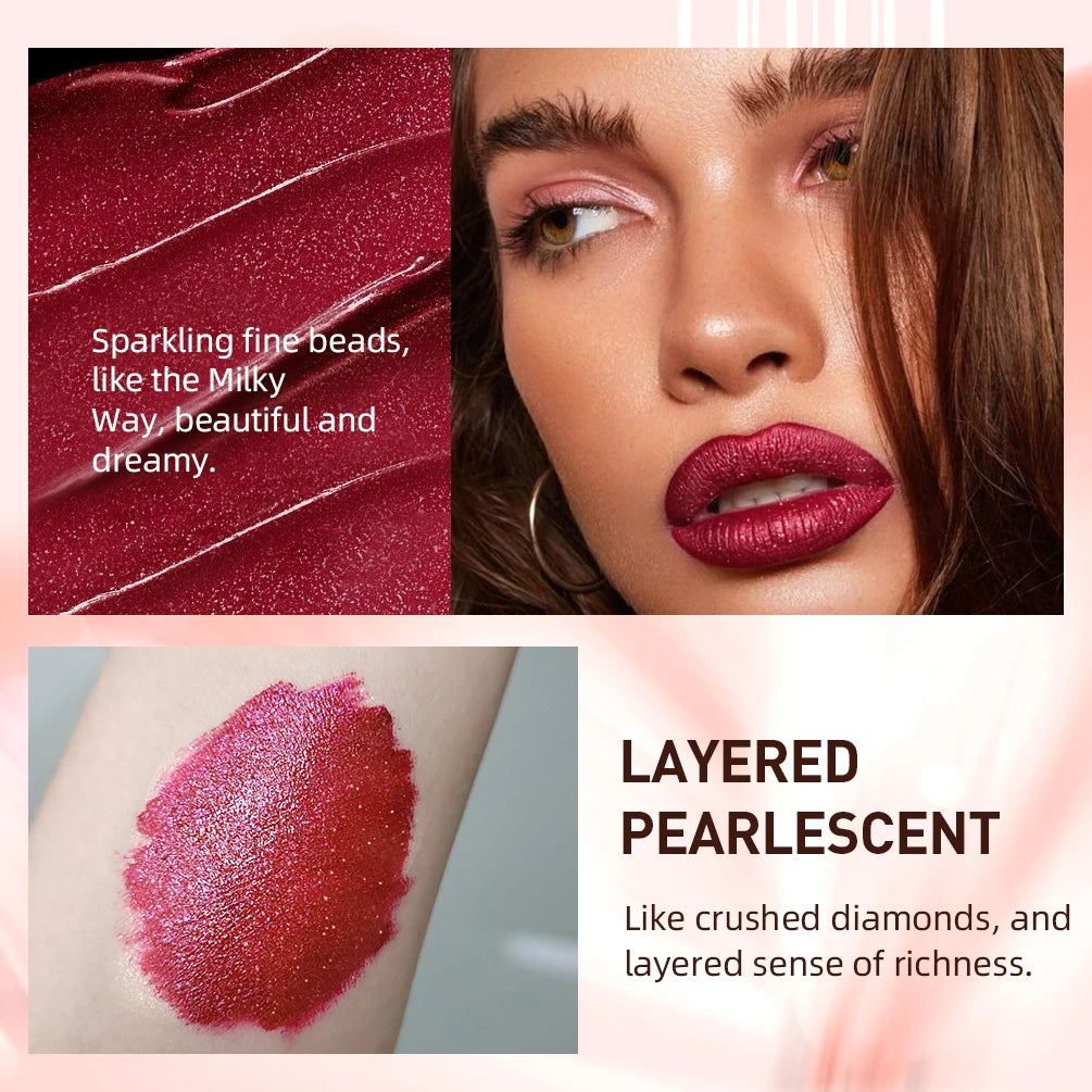 QIBEST Glitter Shimmer Liquid Lipstick High Quality Waterproof Lightweight Lip Gloss Lasting Lip Tint Makeup For Women Lip Stain Qme
