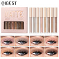 QIBEST 8 Colors Matte Liquid Eyeshadow Set Waterproof Long Lasting Eye Shadow Nude Brown Eye Pigment Makeup For Women Contouring Qme Set A