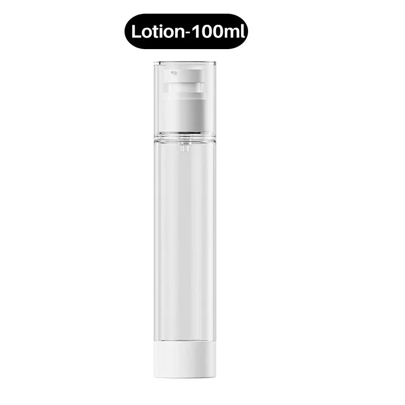 15-100ml Airless Pump Bottles Clear Refillable Vacuum Bottle Set Travel Portable Lotion and Spray Dispenser Cosmetic Containers Qme 100ml-Lotion Bottle