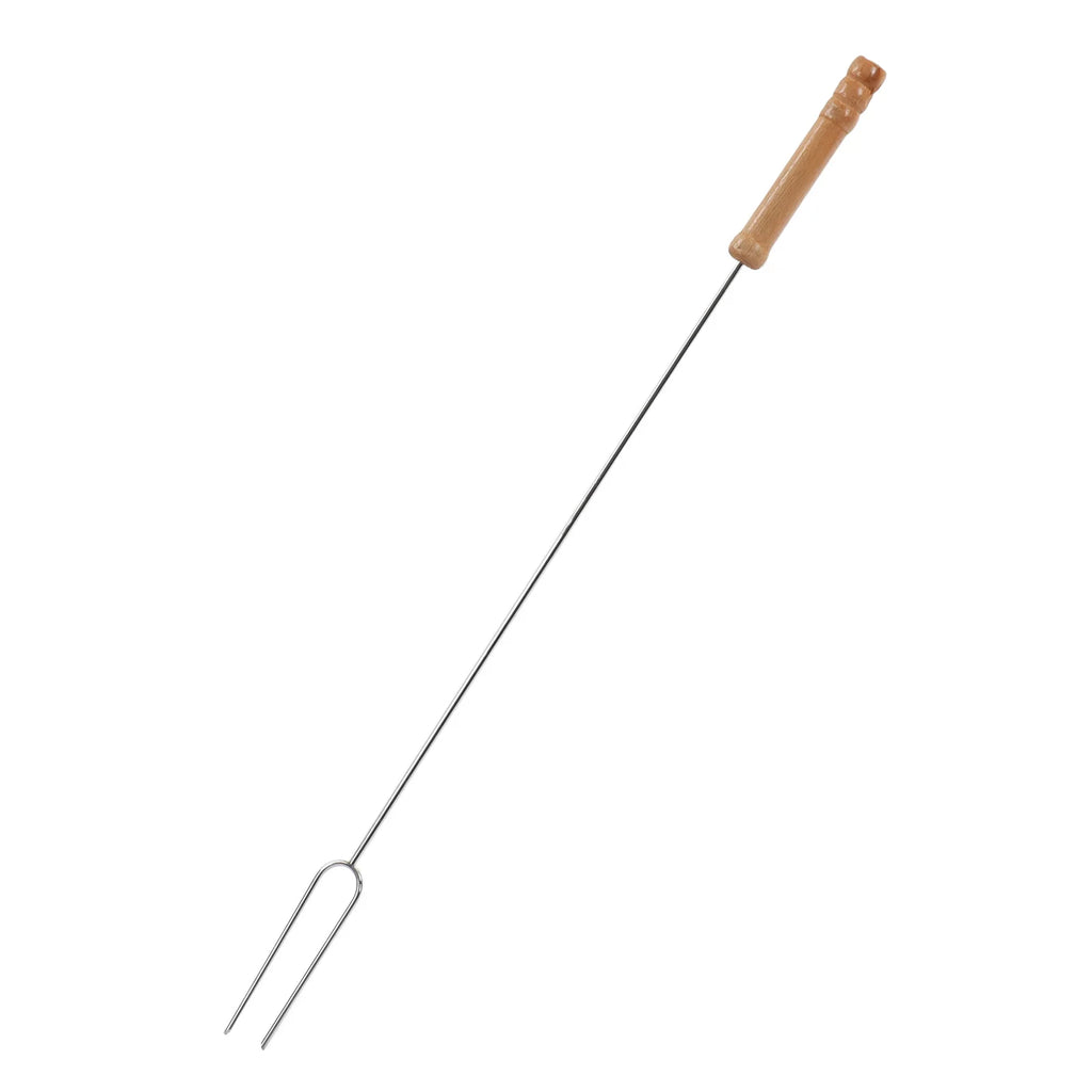 3Pcs BBQ Roasting Sticks Stainless Steel Barbecue Forks with Beech Wood Handle 47.2cm for Camping Outdoor Grill Qme