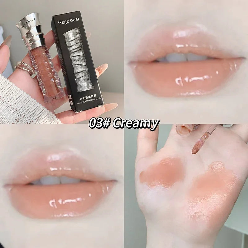 Fashion Shell Lip Gloss Long-lasting Hydrating Jelly Lip Oil Waterproof Non-fading Mirror Shimmer Blue Almond Lip Gloss Cosmetic Qme 03