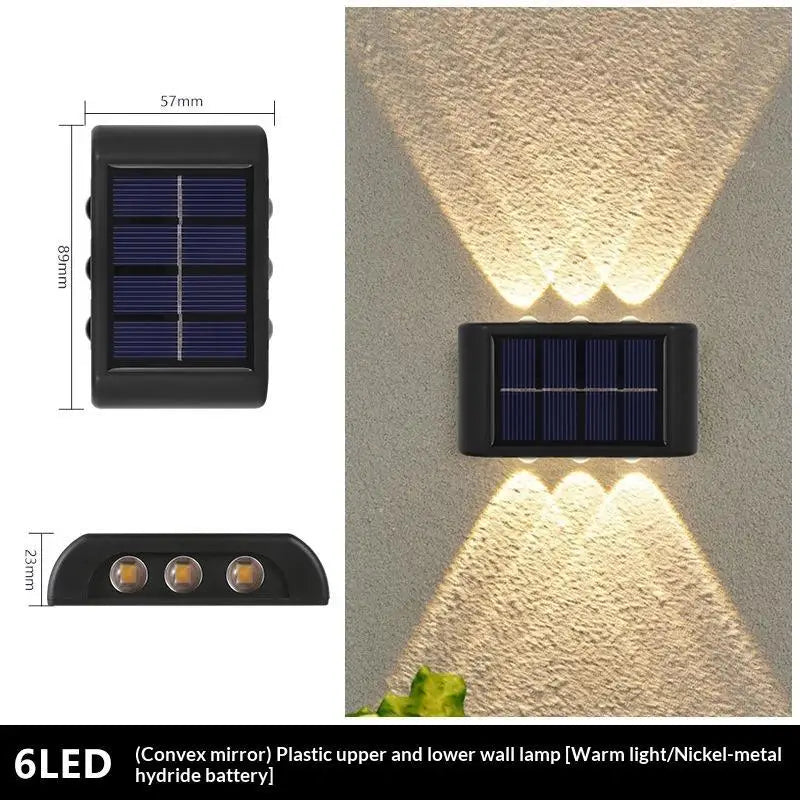 Solar Wall Lamp Outdoor Waterproof Solar Fence Lights Solar Powered Up Down Lighting Garden Yard Street Decoration Wall Lights Qme warm white
