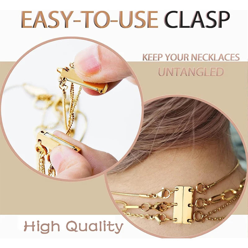 Layered Necklace Clasp 18K Gold and Silver Color Necklace Separator for Layering Multiple Necklace Clasps and Closures for Women Qme