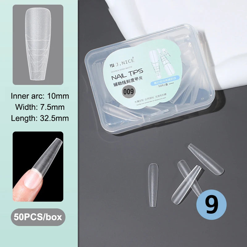 Fake Nails Long Trapezoid Auxiliary Lines Box Acrylic Finger UV Gel Qme 9