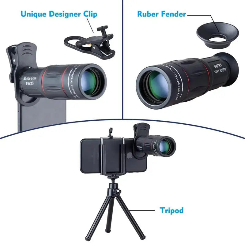 18 28 36X Telephoto Mobile Phone Lens HD High-power Monocular Qme