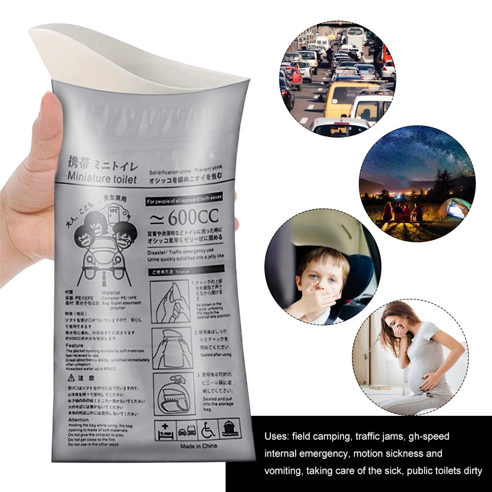 100-8PC Outdoor Emergency Urine Bags 600ml Disposable Travel Mobile Toilet Portable Urinal Bag for Female Baby Male Vomiting Bag Qme