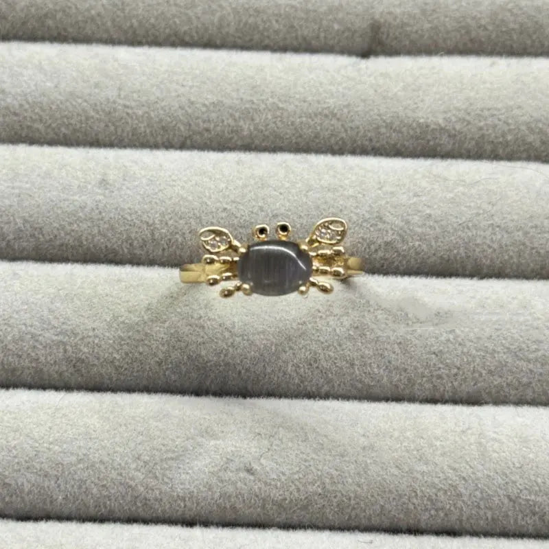 1pcs Exquisite Mini Cute Crab Charm Originality Personalized Ring Women's Simplicity Party Holiday Gift Jewelry Accessories Gift Qme Size 7 hei