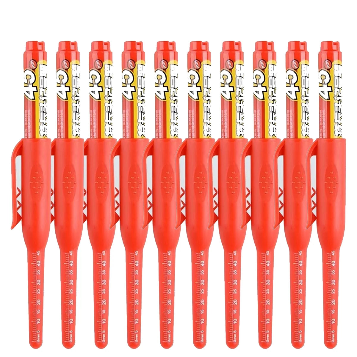 1-10Pcs Multi-Purpose 45mm Deep Drill Hole Long Nib Waterproof Marker Pens for Bathroom Woodworking Long Head Carpenter Pen Qme 10 red