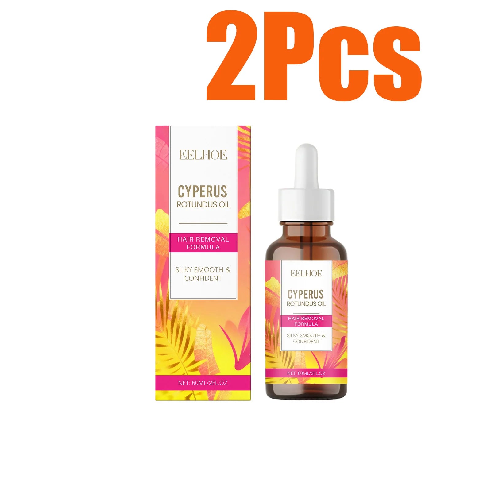 Cyperus Rotundus Oil Body Post Hair Removal Soothing Oil Hair Growth Inhibitor Depilatory After Epilation Care for Smooth Skin Qme 2 x 60ml Boxed
