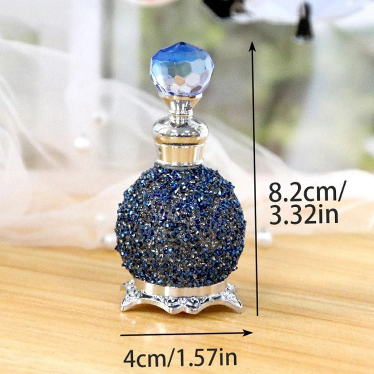 15ml Perfume Decanter Bottle,Luxuriou Perfume Bottle with Sparkling Rhinestone Decoration,Dropper Essential Oil Dispenser Bottle Qme