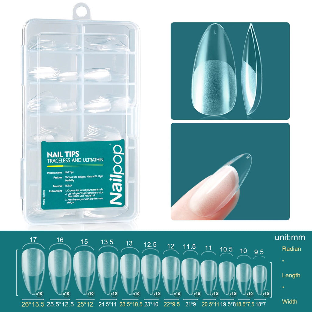 Nailpop Soft Gel Tips Nails Acrylic Material Medium Almond Coffin Qme M-Almond 120