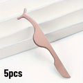 5pcs Lipstick applicator, artificial eyelash adhesive forceps, eyelash curler, eyebrow clip, eyebrow comb Qme Pink