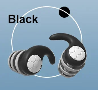 3 Layer Tapered Soft Silicone Ear Plugs for Sleep, Noise Reduction, Sound Insulation and Ear Protection, 2Pcs Qme black