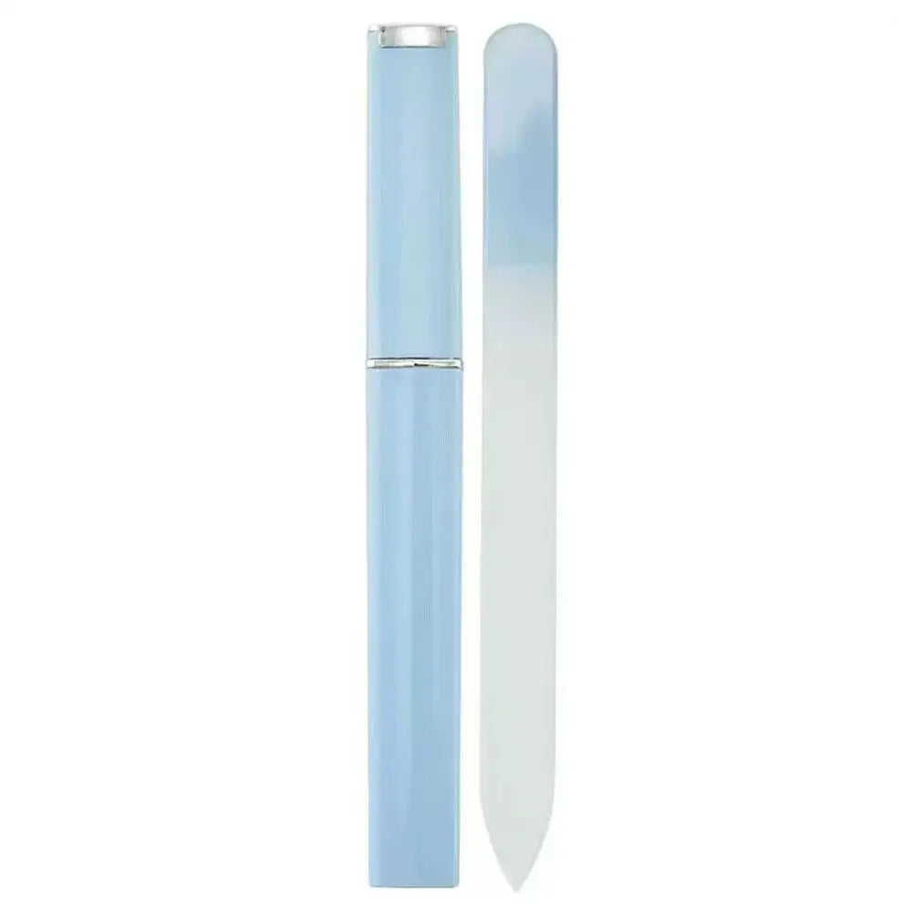 Glass Nail Files Natural Nails Double Side Polish Crystal Fingernail Qme blue