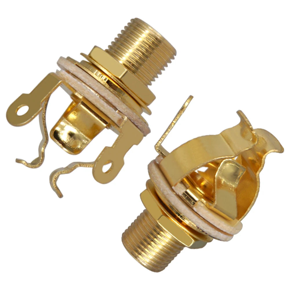 2Pcs 1/4 Inch 6.35Mm Guitar Pickup Output Jack Metal Guitar Mono Jack Socket Electric Guitar Mono Jack Guitar Accessories Qme Gold