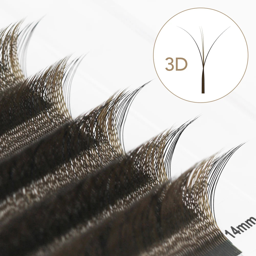 NATUHANA W Shape Eyelash Extension 3D Premade Volume Fan Lashes Faux Qme Brown D 0.07mm|MIX9-15mm