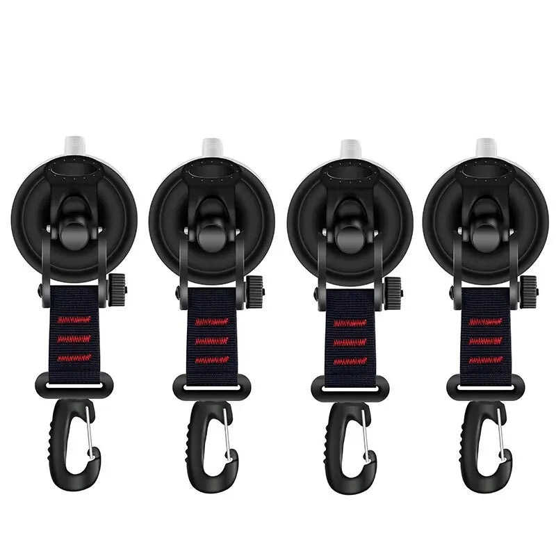 4Pcs Suction Cup Anchor Securing Hook Tie Down Camping Tarp As Car Side Awning Pool Tarps Tents Securing Hook Universal Travel Qme red