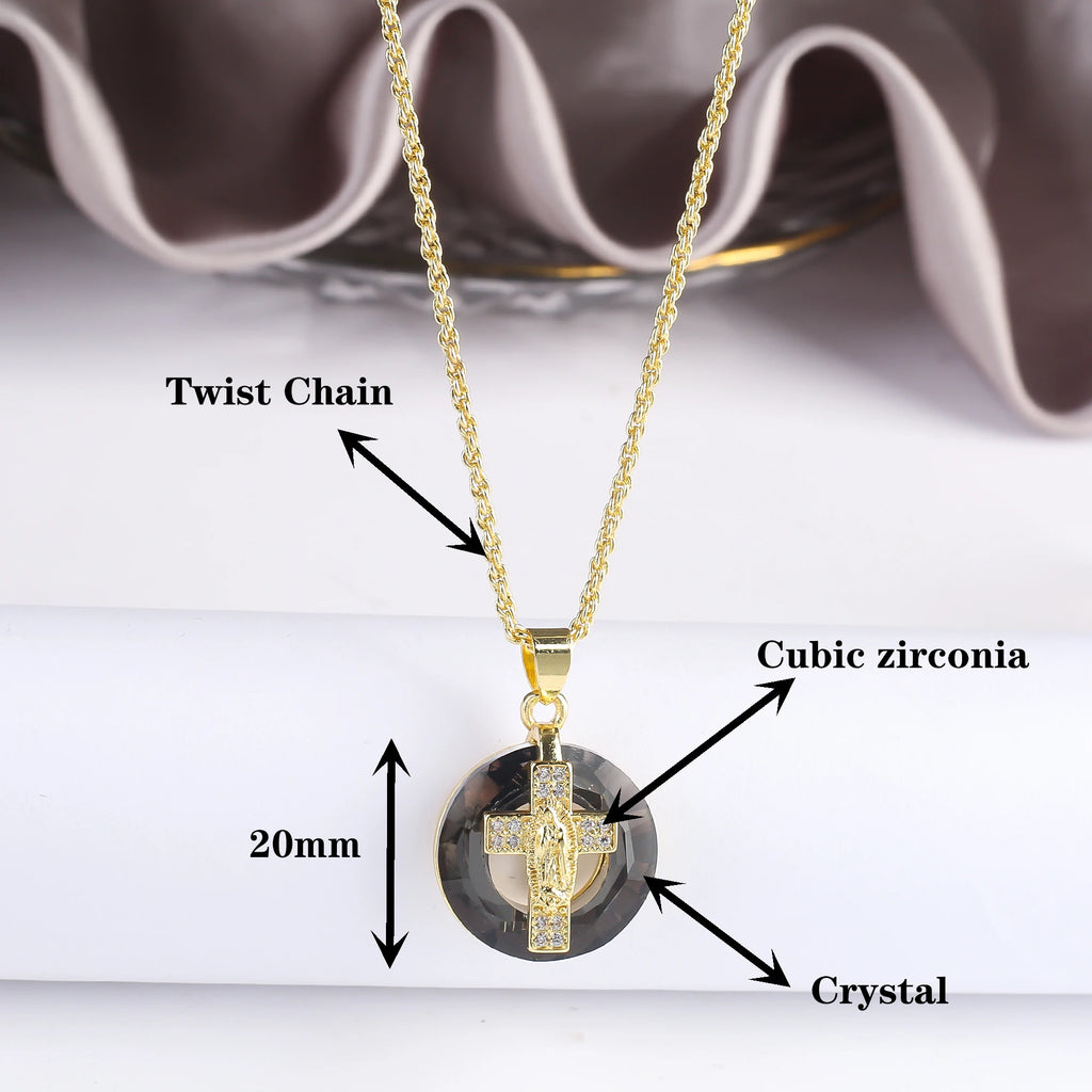 Top Quality Light Luxury Donut Crystal Zirconia Cross Pendant Necklace Personalized For Woman Girl Holiday Wedding Jewelry Gift Qme