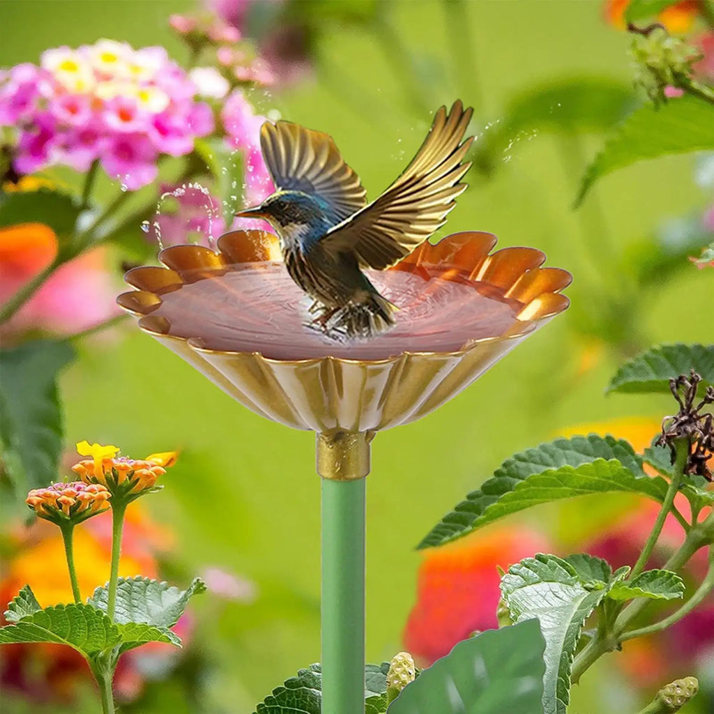 Bee Watering Station 2 Pieces Flower With Stake Garden Decor Tall Bee Baths For Garden For Wild Hummingbird Butterfly Outdoor Qme