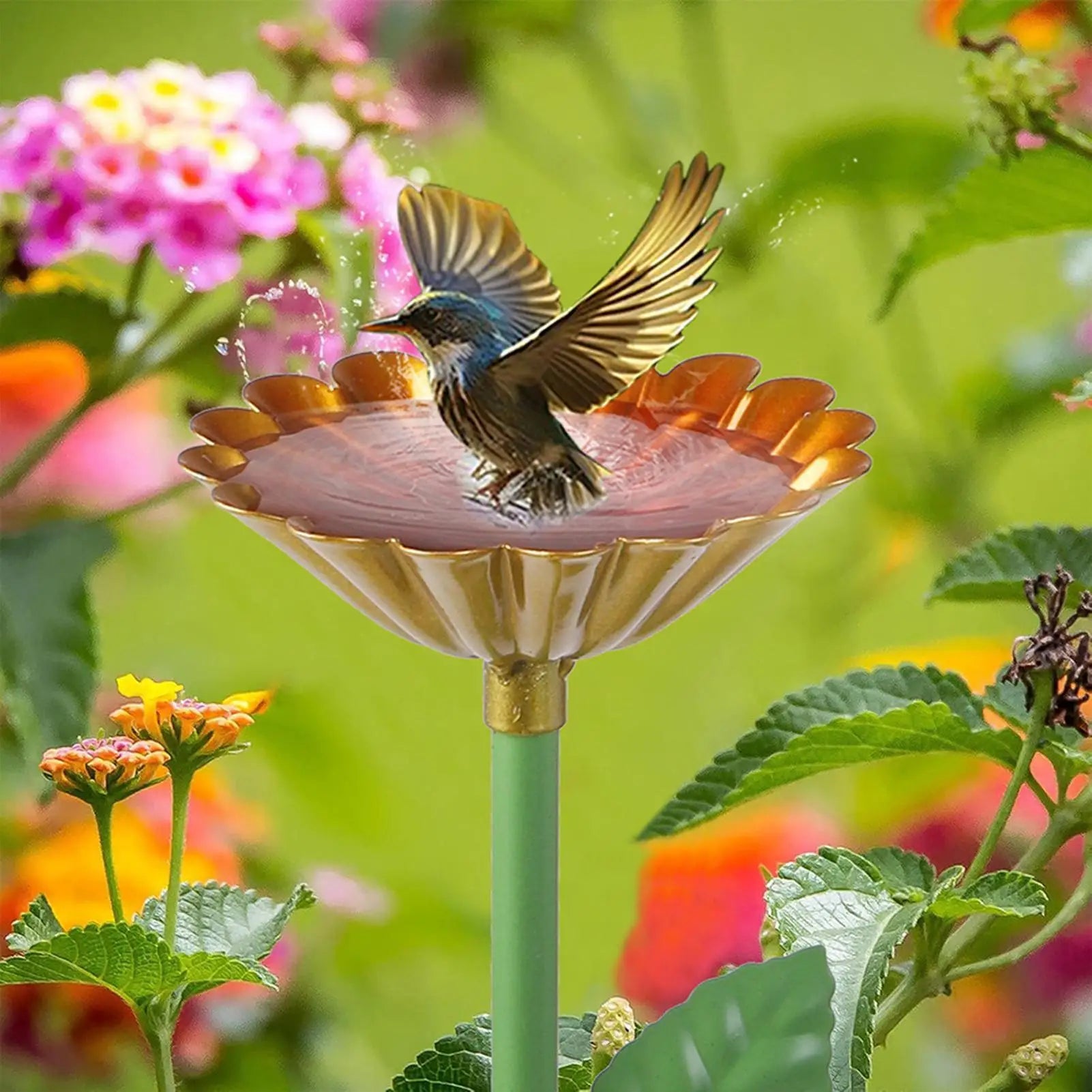 Bee Watering Station 2 Pieces Flower With Stake Garden Decor Tall Bee Baths For Garden For Wild Hummingbird Butterfly Outdoor Qme