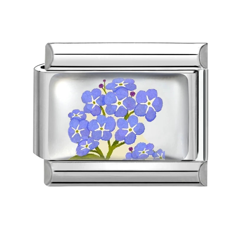 Colorful Brilliant Flowers Sunflower Lotus Tulip Charm Italian Link