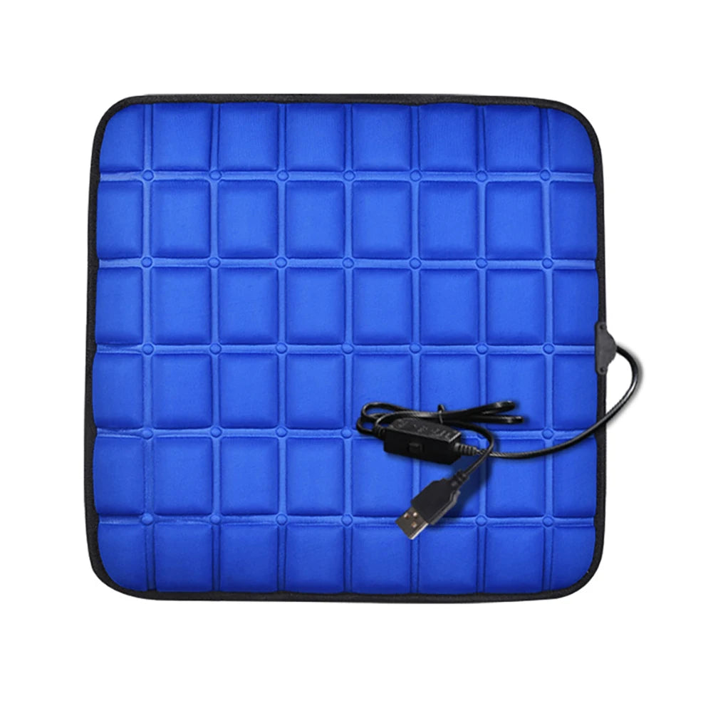 Winter Heated Car Seat Cover 5V/12V Heating Warmer Car Seat Cushion Auto Universal Protector Cloak Cover Pads for Car Accessorie Qme Blue 5V Usb