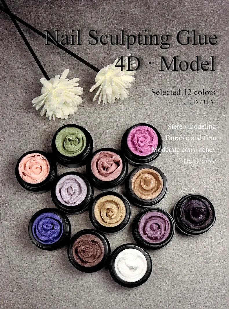 Nail Carving Glue Three-dimensional Shaping Relief Glue Phototherapy Nail Polish Glue Uv Modeling Clay Nail Art Tools Qme