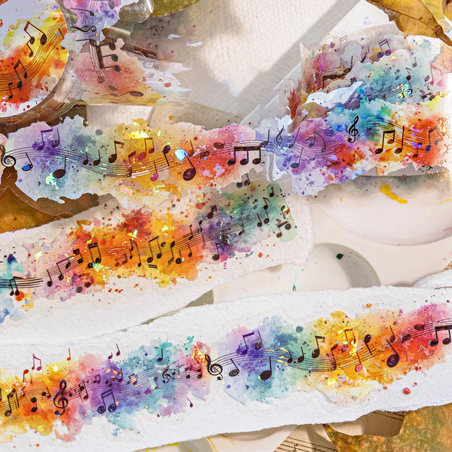 1 Roll Holographic Rainbow Butterfly Floral PET Tape Scrapbooking Journal DIY Supplies for Collage Art Decoration Qme