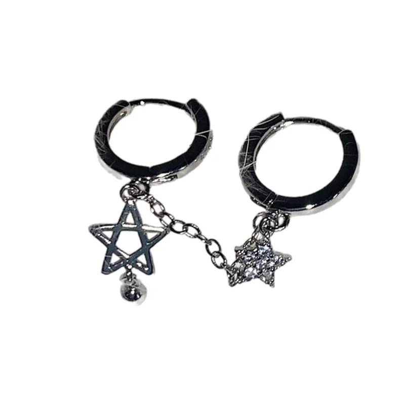 Silver Star Chain Ear Bone Nail Y2K Fashion Hottie Earrings Women Qme