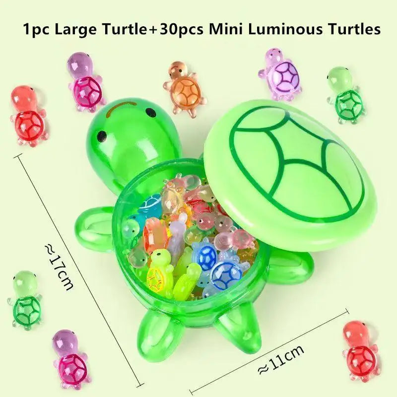 1PC Night Glow Large Turtle+Mini Luminous Turtles Figurines Resin Craft Glowing Turtle Storage Ornament Landscape Desktop Qme GN1