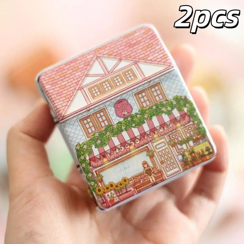 2Pcs Multi-Purpose Organizer Vintage European House-Shaped Metal Storage Box With Hinged Lid For Office Pantry Sealing Container Qme A3