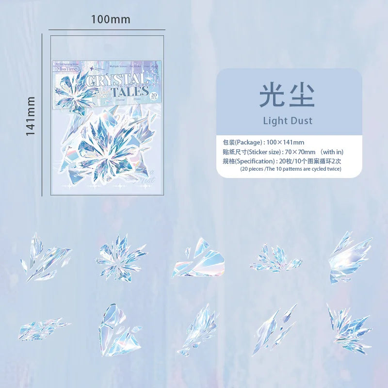 20 Sheets Broken Crystal Graffiti Stickers for DIY Scrapbook Suitcase Phone Laptop Guitar Decorative Stationery Office Supplies Qme C
